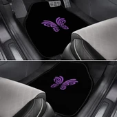 Kelebek Desenli Mor Nakışlı 5 Parça Siyah Oto Halı Paspas Seti - Kadın Sürücülere Özel Şık Tasarım thumbnail 6