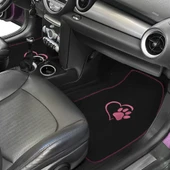 Sevgili Köpek Pati Desenli Pembe Nakışlı Araç Halı Paspas Seti / Şık ve Sevimli Oto Paspas Aksesuar thumbnail 4