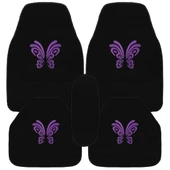 Kelebek Desenli Mor Nakışlı 5 Parça Siyah Oto Halı Paspas Seti - Kadın Sürücülere Özel Şık Tasarım thumbnail 8