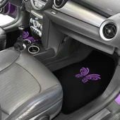Kelebek Desenli Mor Nakışlı 5 Parça Siyah Oto Halı Paspas Seti - Kadın Sürücülere Özel Şık Tasarım thumbnail 4