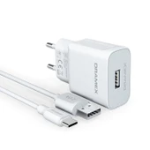 Dramex D26T 2.6A 1mt USB-A - Type-C Kablolu 1xUSB-A Port Çıkışlı Şarj Cihazı - Beyaz thumbnail 1