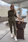 Kadın Uzun Kollu Balıkçı Yaka Belden Lastikli Modal Bluz Ve Pantolon Ikili Takım thumbnail 1