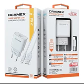 Dramex D26T 2.6A 1mt USB-A - Type-C Kablolu 1xUSB-A Port Çıkışlı Şarj Cihazı - Beyaz thumbnail 2
