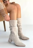 Titen Bej Süet Körüklü Topuklu Çizme thumbnail 1