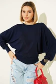 sa Kol Salaş Bluz Lacivert T4273 thumbnail 5