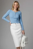 Çıtçıt Detaylı Bluz Mavi thumbnail 1