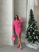 Ceketli etek takım chl kumaş fuşya h24443 thumbnail 3