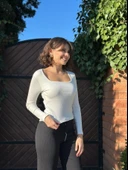 Çerçeve yaka kaşkorse bluz beyaz thumbnail 1