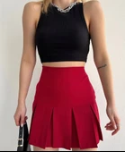 Altı geniş pileli etek bordo s24729 thumbnail 1