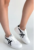 Zlay Beyaz Cilt Siyah Detaylı Bağcıklı Spor Ayakkabı thumbnail 3
