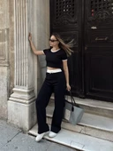 Crop pantolon biyeli takım siyah thumbnail 9