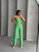 Palazzo pantolonlu alt üst takım yeşil thumbnail 5