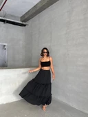 Fırfırlı brodeli astarlı uzun etek siyah s255047 thumbnail 4