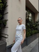 Düğme yakalı gri alt üst takım s3943 thumbnail 3