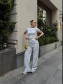 Düğme yakalı gri alt üst takım s3943 thumbnail 6