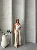 Pileli keten pantolon thumbnail 4