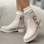 Wiota Bej Cilt Topuklu Bot thumbnail 4