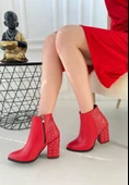 Yoont Kırmızı Cilt Topuklu Bot thumbnail 2