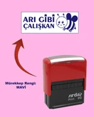 Öğretmen Kaşesi - Arı Gibi Çalışkan, 912 (51mmX19mm) Mavi Keçeli Otomatik Kaşe - 1
