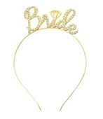 Altın Renkli Taşlı “Bride” Gelin Tacı – El Yazısı Yazı Tipiyle thumbnail 3