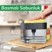 İkisi Bir Arada  Basmalı Pratik Sıvı Sabunluk Pompası ve Bulaşık Yıkama Süngeri Haznesi - 1