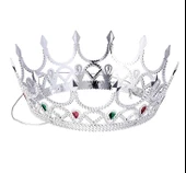 Taşlı Rönesans Kostümlü Kraliyet Ortaçağ Gümüş Kraliçe Prenses Tacı thumbnail 2