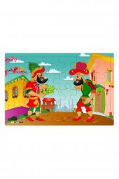 Yeni 4 Adet 24 Parçalı Ahşap Puzzle Yapboz sevimli dostlar, karagöz, korsanlar, parkta hayvanlar - 4