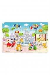 Yeni 4 Adet  24 Parçalı Ahşap Puzzle Yapboz uzaylı çocuklar, karagöz, korsanlar, parkta hayvanlar - 4