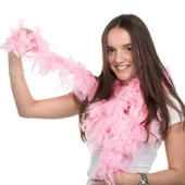 Pembe Renk Kabarık Kalın Otriş Boa Tüy 6 cm Genişlik 180-200 cm Uzunluk thumbnail 3