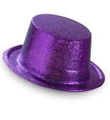 Koyu Mor Renk Violet Parıltılı Simli Fötr Silindir Parti Şapkası thumbnail 3