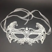 Beyaz Renk Dantel Kesim Dantel İşlemeli B Parti Maskesi 1 No thumbnail 1