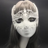 Beyaz Renk Dantel Kesim Dantel İşlemeli B Parti Maskesi 1 No thumbnail 4