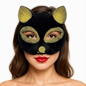 Siyah Renk Gold Simli Süet Kaplama Kedi Maskesi 18x14 cm thumbnail 1