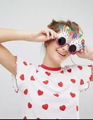 Happy Birthday Yazılı Beyaz Fuşya Renk Parti Gözlüğü 12x7 cm thumbnail 3