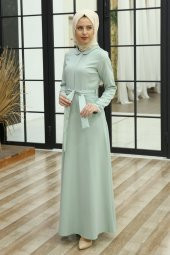 A Kesim Tesettür Elbise - Mint - 1
