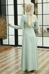 A Kesim Tesettür Elbise - Mint - 3