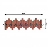 Kahverengi Ahşap Duvar Ve Kapı Askısı Elbise Askılık Piyano Model 8 Askılı - 2