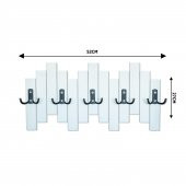 Beyaz Ahşap Duvar Ve Kapı Askısı Elbise Askılık piyano Model 5 Askılı - 2