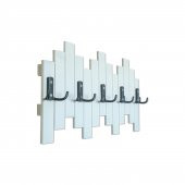 Beyaz Ahşap Duvar Ve Kapı Askısı Elbise Askılık piyano Model 5 Askılı - 3