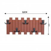 Kahverengi Ahşap Duvar Ve Kapı Askısı Elbise Askılık Çit Model 5 Askılı - 2