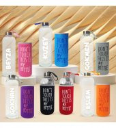 Kişiye Özel Renkli Kılıflı Cam Matara 1000 ml - 1