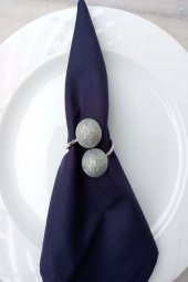 6lı Gümüş Halkalı Simli Gümüş Boncuklu Peçete Yüzüğü thumbnail 1