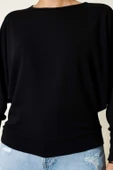 BİÇOMİ Yarasa Kol Salaş Bluz siyah T4273 thumbnail 2