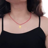 14 Ayar Altın Plakalı Doğum Günü Hediyesi İçin İsme Özel Kalp Motifli Kırmızı Bağlıklı Kolye-633 thumbnail 2