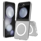 Samsung Galaxy Z Flip 6 Magsafe Kılıf Sert Şeffaf ClearSafe Süper Silikon Kapak thumbnail 1