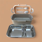 Fixpoint Paslanmaz Çelik Yemek Saklama ve Taşıma Kabı  Bej 450 ml P4865 - 3