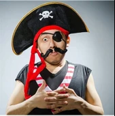 pilelistore Yetişkin Boy Kumaş Korsan Şapkası ve Plastik Korsan Göz Maskesi - 2