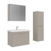 Orka Desna 80 cm Çöl Beji Banyo Dolabı Takımı ve Boy Dolabı thumbnail 1