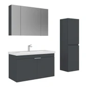 Orka Desna 100 cm Mat Antrasit Banyo Dolabı Takımı ve Boy Dolabı thumbnail 1