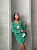 Ceketli etek takım chl kumaş yeşil h24443 thumbnail 2